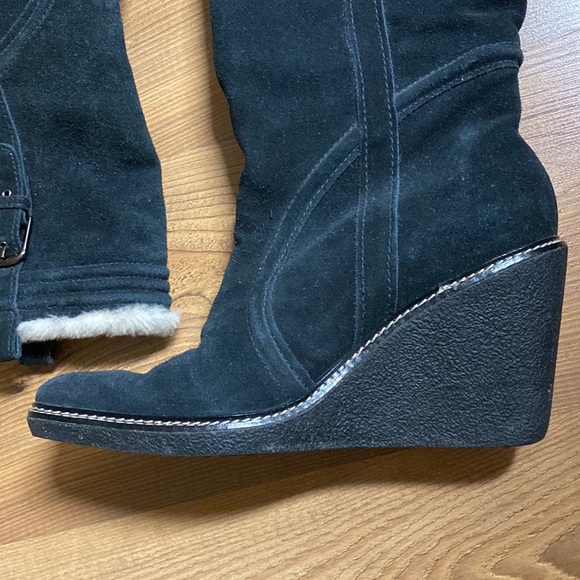 COLE HAAN waterproof Wedge Suede Lined Sherpa On Shaft Mid-Calf Boots - Picture 2 of 12